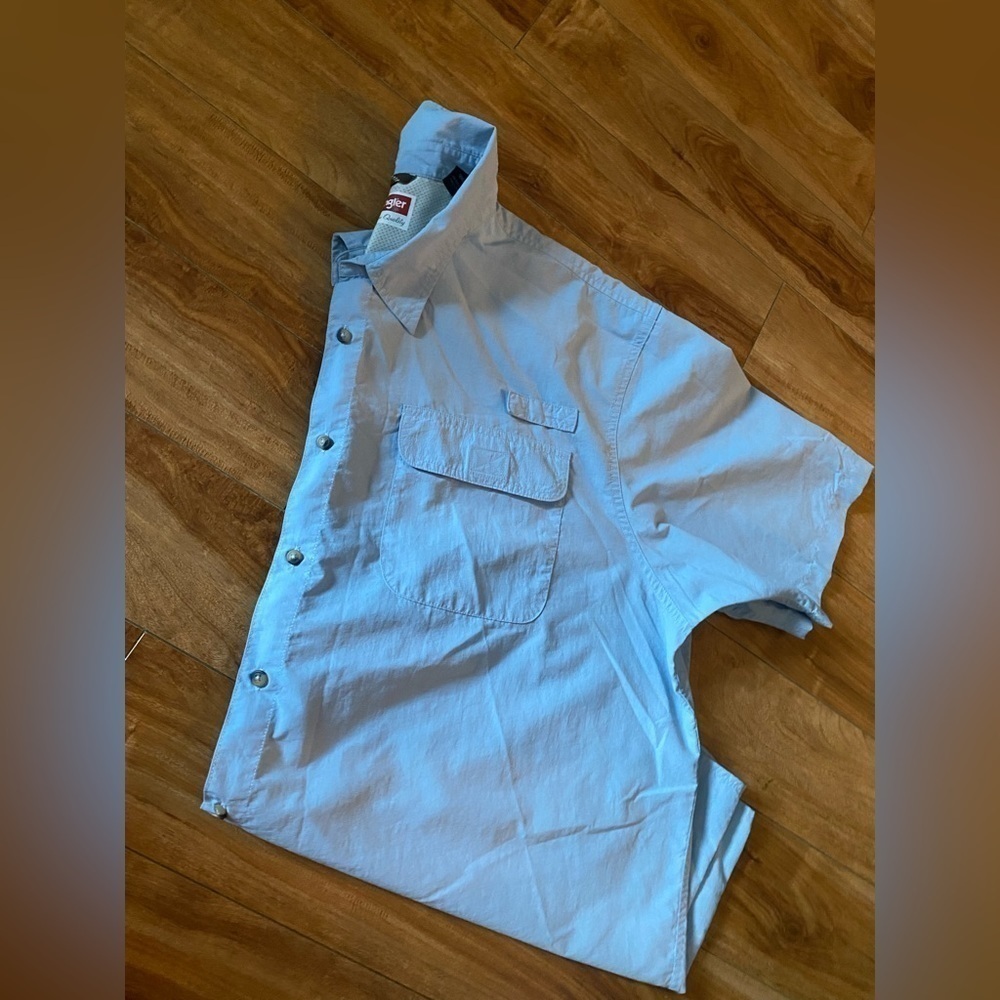 Wrangler Plus Size Mens Light Blue Button Down Shirt Size 3XL - Picture 5 of 11